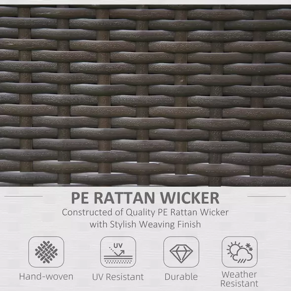 Outsunny 2 Pieces Outdoor PE Rattan Dining Chairs Set with Cushion, Garden Armchair with Armrests, High Backrest, Metal Frame Patio Wicker Furniture, Coffee - 6