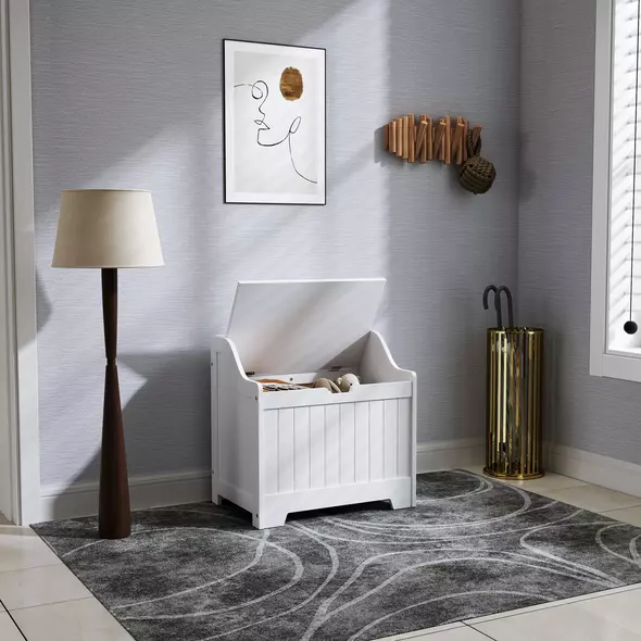 HOMCOM 61L Home Storage Chest - White - 8