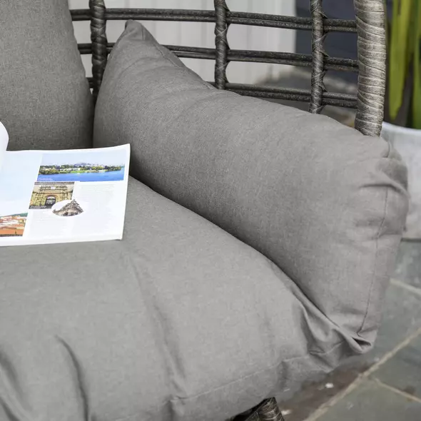 Outsunny Teardop PE Wicker Rattan Chair w/ Thick Cushions 4 Legs Outdoor Seat Egg Garden - 8