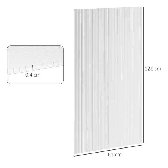 Outsunny 14 Pieces Polycarbonate Sheets, 121 x 61 x 0.4cm Twin-Wall Plastic Roofing Sheets, 10m² Replacement Greenhouse Panels, Waterproof and UV Protection, Clear - 3