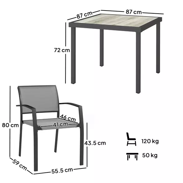 Outsunny Five-Piece Outdoor Garden Dining Set - Grey - 3