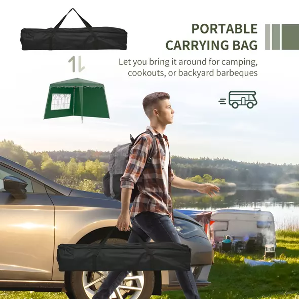 Outsunny 2.4 x 2.4m Two Wall Pop Up Gazebo - Green - 8