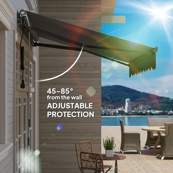 Outsunny 2.5 x 2m Electric Awning with Remote Controller, Aluminium Frame DIY Retractable Awning, UV30+ Sun Shade Canopy for Garden Patio Deck Door Window, Dark Grey - 6