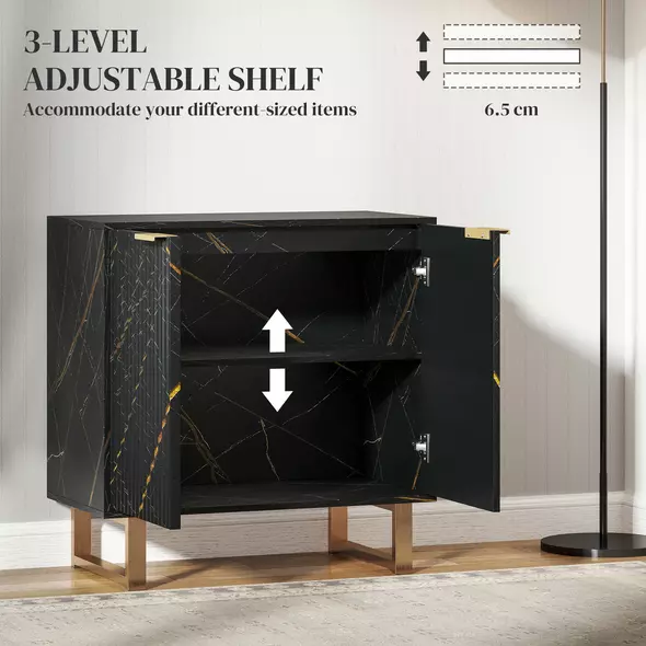 HOMCOM Elegant Storage Sideboard - Black/Gold-Tone - 5