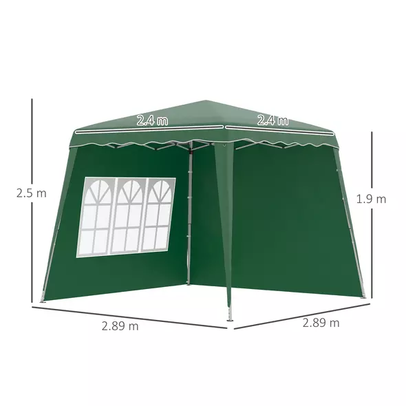 Outsunny 2.4 x 2.4m Two Wall Pop Up Gazebo - Green - 3