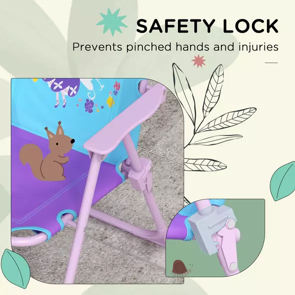 Outsunny Kids Picnic Table and Chair Set, Fairy Themed Outdoor Garden Furniture w/ Foldable Chairs, Adjustable Parasol - 7