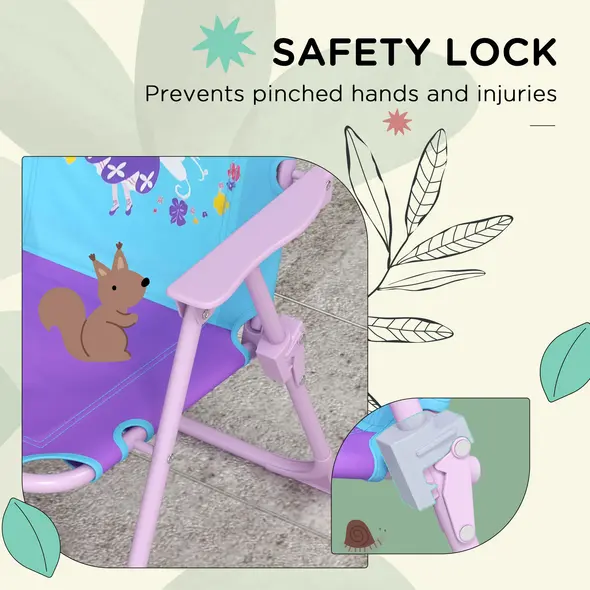 Outsunny Kids Picnic Table and Chair Set, Fairy Themed Outdoor Garden Furniture w/ Foldable Chairs, Adjustable Parasol - 7