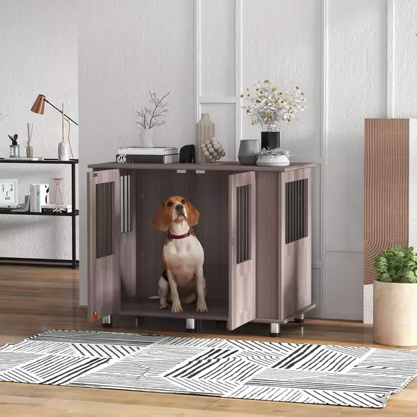 PawHut Dog Crate Table for Medium and Large Dogs with Magnetic Door for Indoor Use, 95 x 55 x 75 cm, Purple - 2
