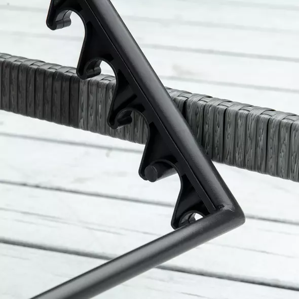 Outsunny Rattan Sun Lounger, 5-Level Adjustable Garden Lounger Recliner with Cushion and Headrest, Outdoor Reclining Sunbed, Steel Frame Garden Chair for Patio, Beach, Terrace, Dark Grey - 9