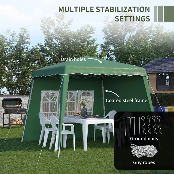 Outsunny 2.4 x 2.4m Two Wall Pop Up Gazebo - Green - 7
