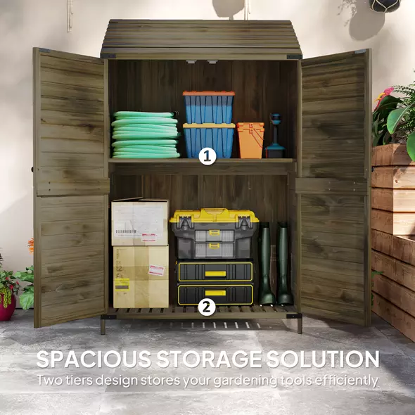 Outsunny 103.5 x 59 cm Wooden Garden Shed - Brown - 4