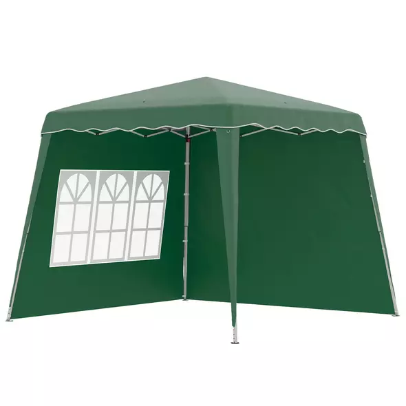 Outsunny 2.4 x 2.4m Two Wall Pop Up Gazebo - Green - 1