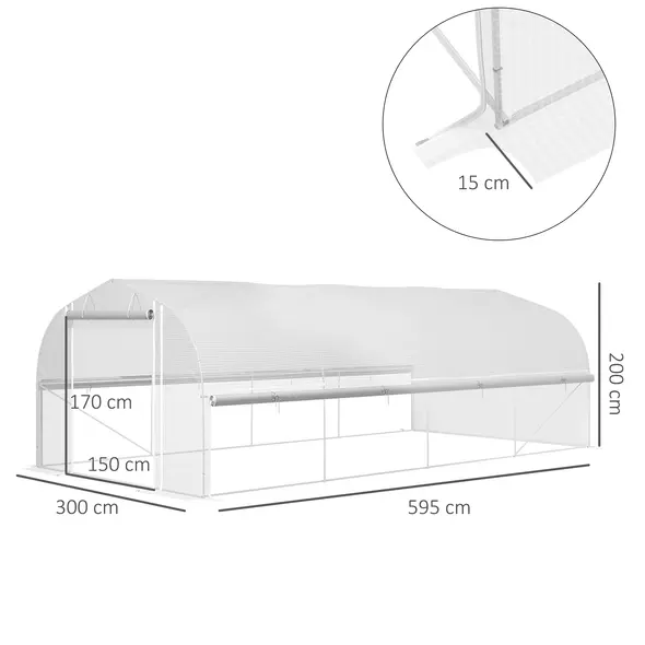 Outsunny 19.5 x 9.8ft Tunnel Greenhouse, with Accessories - White - 3