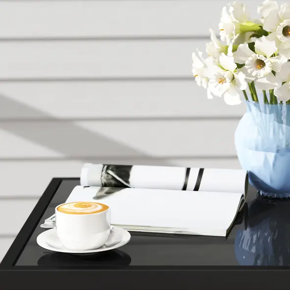 Outsunny 3 Pieces Rattan Bistro Set with Cushions, Wicker Garden Furniture Set, Glass Top Coffee Table and Chairs for Outdoor Patio, Balcony, Terrace and Conservatory, Grey - 9