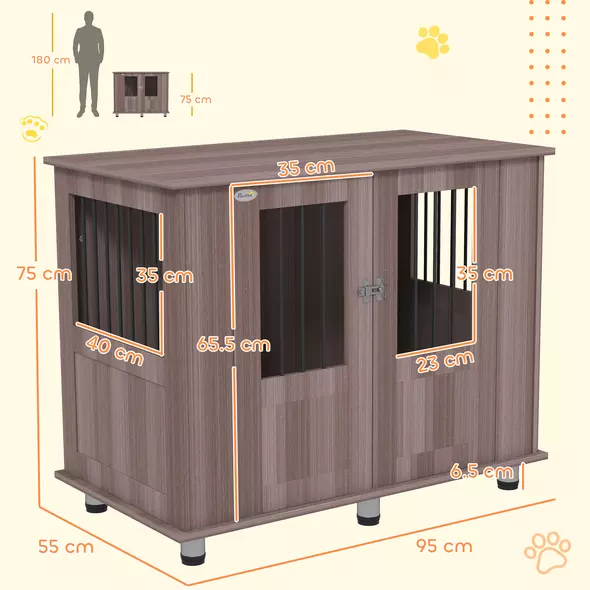 PawHut Dog Crate Table for Medium and Large Dogs with Magnetic Door for Indoor Use, 95 x 55 x 75 cm, Purple - 3