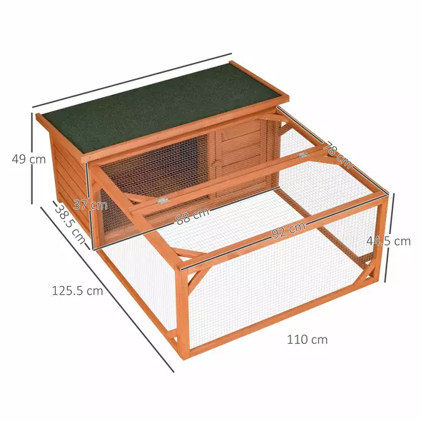 PawHut Guinea Pigs Hutches Off-ground Small Animal Guinea Pig House 125.5 x 100 x 49cm - 3