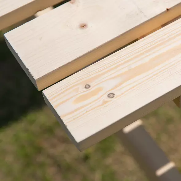 Outsunny 6 Seater Wooden Picnic Table Bench for Outdoor Garden or Patio with Parasol Cutout 150 cm Natural Wood Finish - 8