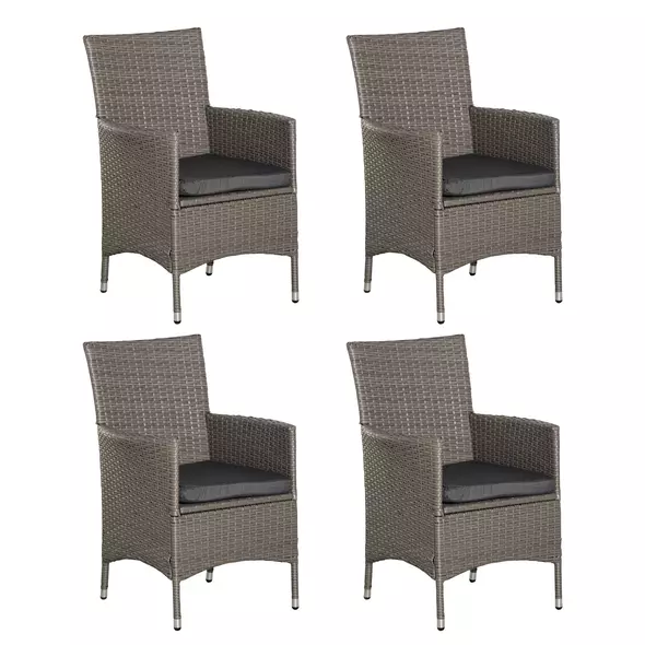 Outsunny Set of Four Rattan Armchairs, with Cushions - Grey - 1