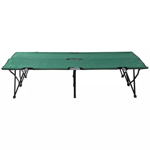 Outsunny Double Camping Cot Bed, with Bag - Green - 7