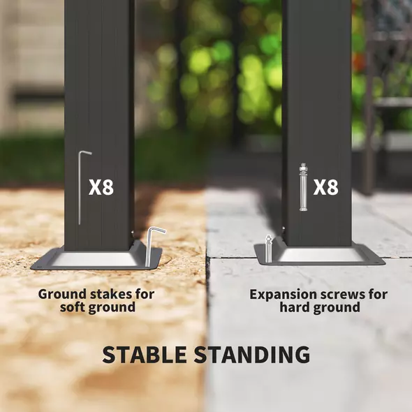 Outsunny 3 x 3m Aluminium Pergola, with Retractable Roof - Grey/Khaki - 6