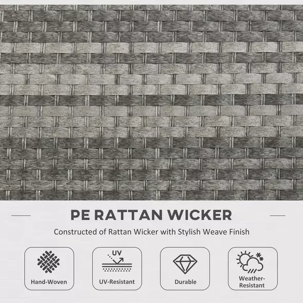 Outsunny Seven-Piece Firepit Table Rattan Sofa Set - Grey - 4