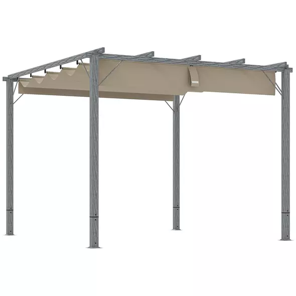 Outsunny 3 x 3 m Retractable Roof Pergola - Grey - 1