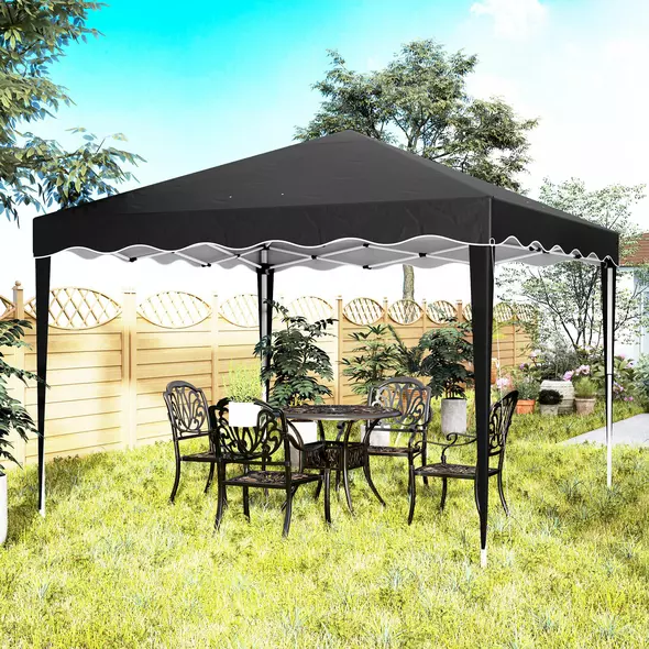 Outsunny 3 x 3cm Adjustable Height Pop-Up Gazebo, with Bag - Black - 9