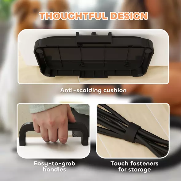 PawHut 2200W Dog Hair Dryer with Auto Adjustable Temperature & Airflow, 3 Nozzles, Digital Screen, for Dogs Cats, White - 8