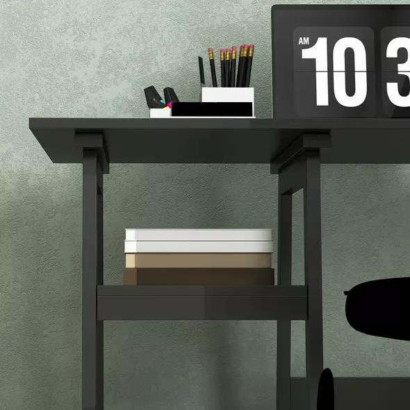 HOMCOM Compact Computer Desk with Storage Shelves, Study Table with Bookshelf, PC Table Workstation for Home Office, Study, Easy Assembly, 106 x 51cm, Black - 8