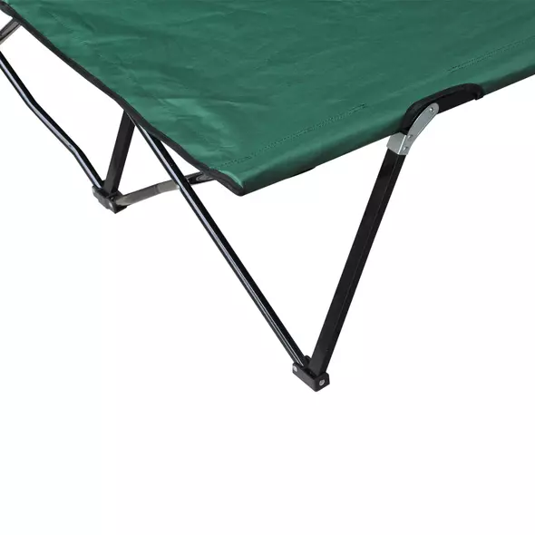 Outsunny Double Camping Cot Bed, with Bag - Green - 8