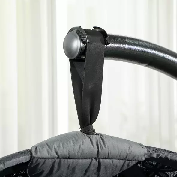 Outsunny Round Egg Basket Chair, with Steel Stand, Charcoal Grey - 8