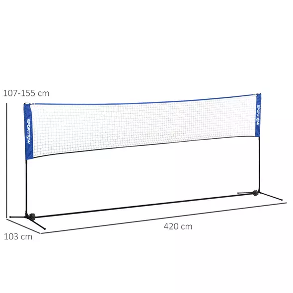 SPORTNOW 4m Badminton Net, Height Adjustable Outdoor Sports Net, with Carry Bag, for Tennis, Pickleball, Volleyball, Blue - 3