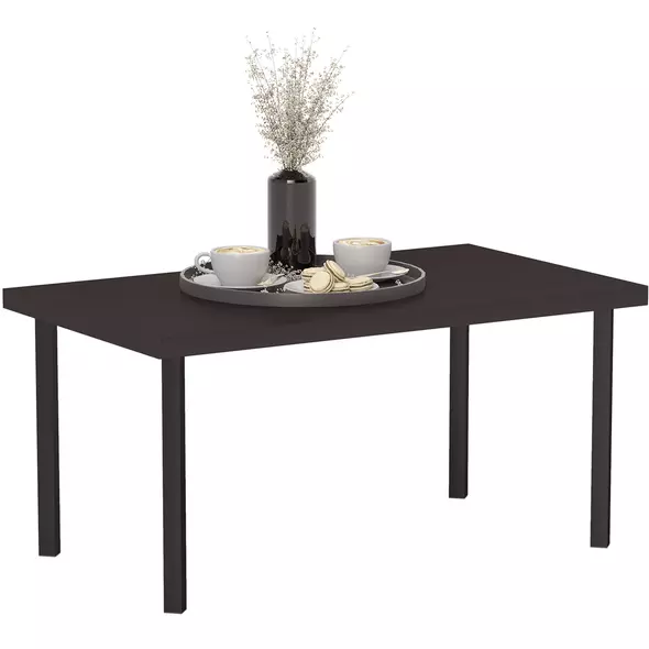 Outsunny Metal Garden Coffee Table, Rectangular Outdoor Side Table with Woodgrain Tabletop, Foot Pads for Outside, Garden, Balcony, Porch, 95 x 55 x 46cm, Brown - 1