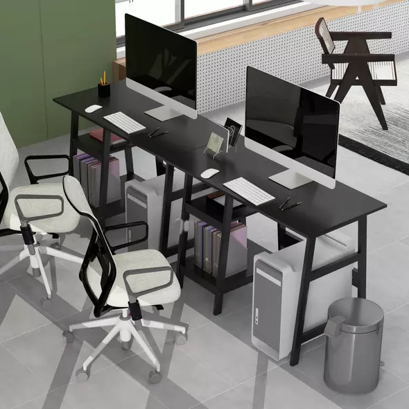 HOMCOM Compact Computer Desk with Storage Shelves, Study Table with Bookshelf, PC Table Workstation for Home Office, Study, Easy Assembly, 106 x 51cm, Black - 7