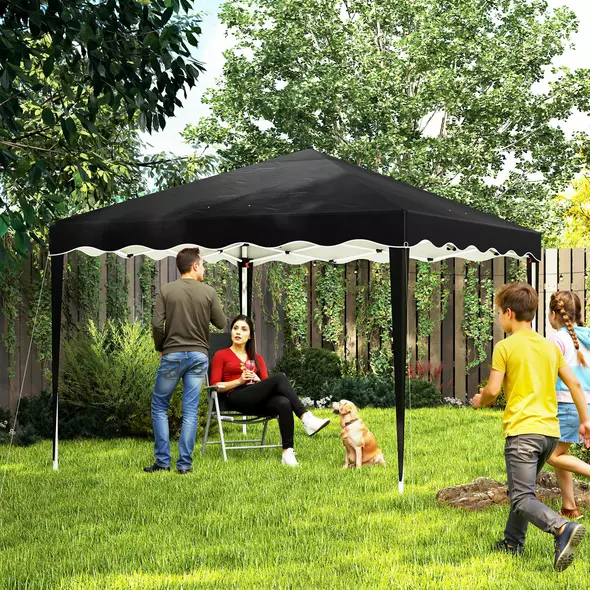 Outsunny 3 x 3cm Adjustable Height Pop-Up Gazebo, with Bag - Black - 2