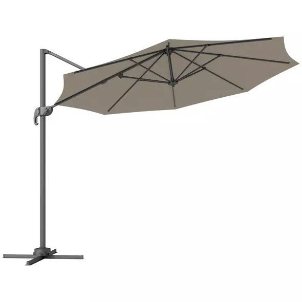 Outsunny 3 m Five-Angle Cantilever Parasol - Light Grey - 1