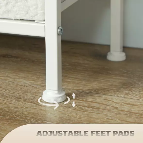 HOMCOM Chest of Drawers with 9 Fabric Drawers, Boucle Storage Organiser with Steel Frame, Fabric Dresser for Bedroom, Living Room, Hallway, Cream White - 7