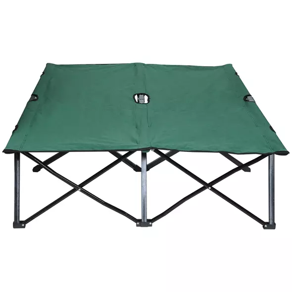 Outsunny Double Camping Cot Bed, with Bag - Green - 9