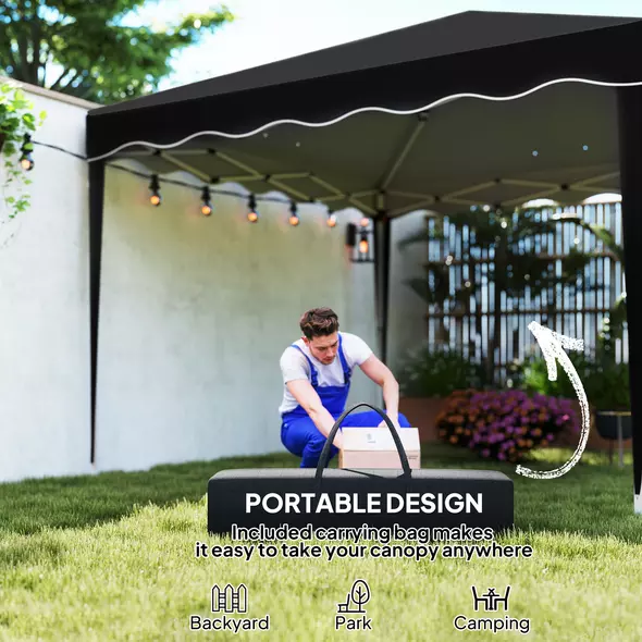 Outsunny 3 x 3cm Adjustable Height Pop-Up Gazebo, with Bag - Black - 6