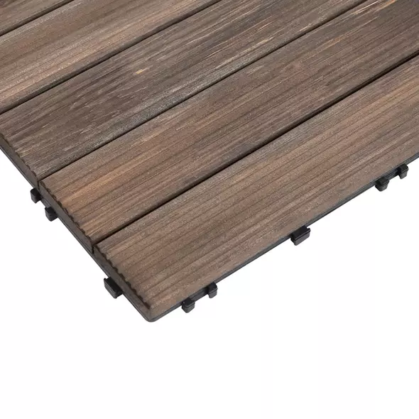 Outsunny 27 Pcs Solid Wood Interlocking Decking Tiles For Patio, Balcony, Roof Terrace, Hot Tub, Black, (30 x 30 cm Per Piece) - 9