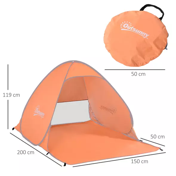 Outsunny 2 Person Pop Up UV Shelter Shade-Orange - 3