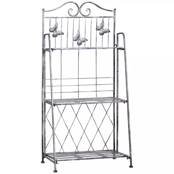 Outsunny 3 Tier Plant Stand Indoor Outdoor, Metal Plant Shelf Flower Display Rack for Potted Plants Garden Balcony Decor, 44 x 25 x 96 cm - 1