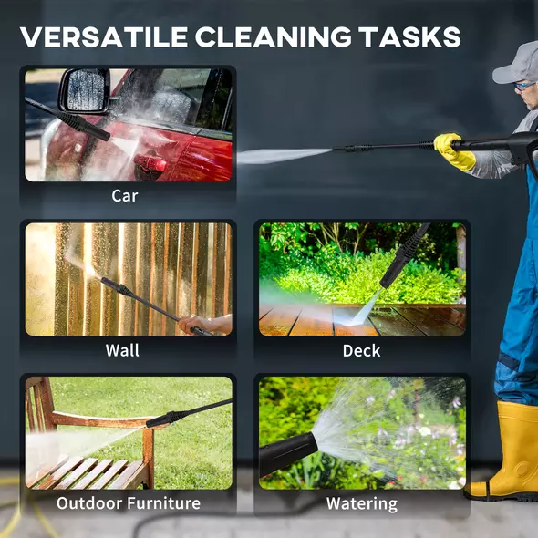 DURHAND 1800W High Pressure Washer, 150 Bar Pressure, 510 L/h Flow, High-Performance Portable Power Washer Jet Wash Cleaner with 6M Hose, Snow Foam Bottle for Garden, Car, Furniture, Yellow - 9