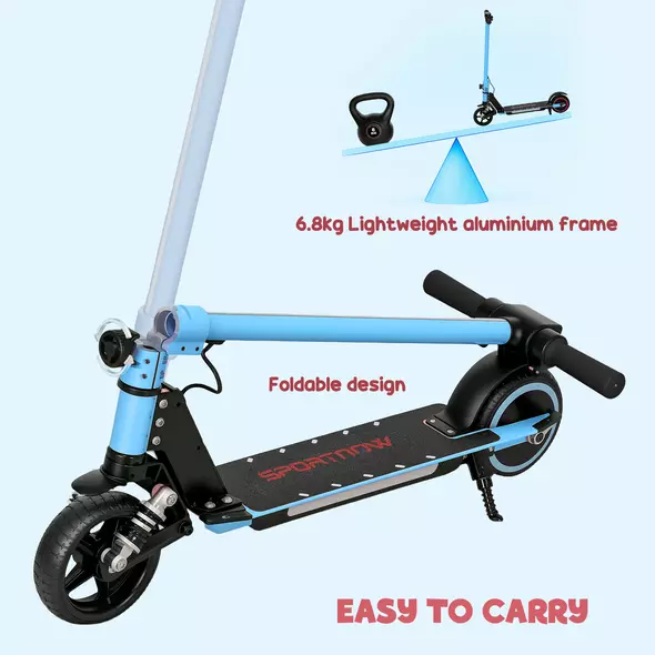 SPORTNOW Folding Electric Scooter for Kids, with Dual Brakes, Front Suspension, LED Colourful Lights, Blue - 8