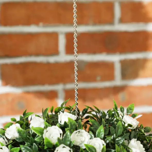 HOMCOM Set of 2 Decorative Artificial Plants, UV-protected Artificial Plant Topiary Rose Balls, Fake Plants for Home Indoor outdoor Decor, 28cm, White - 9