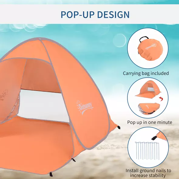 Outsunny 2 Person Pop Up UV Shelter Shade-Orange - 5