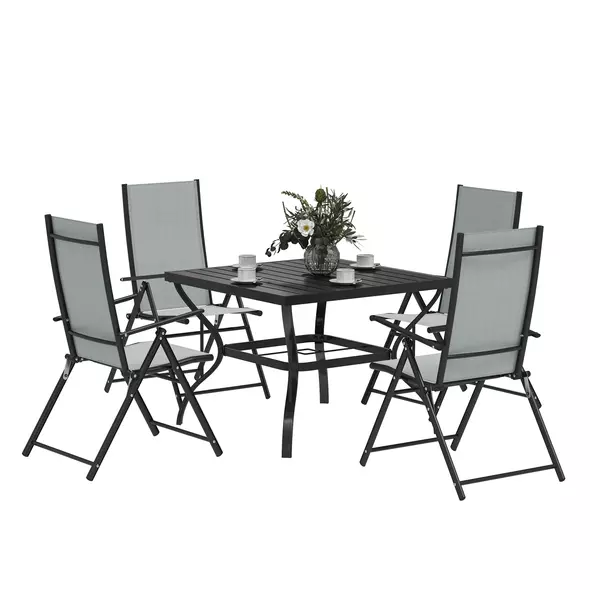 Outsunny Five-Piece Steel Frame Patio Set - Grey/Black - 1
