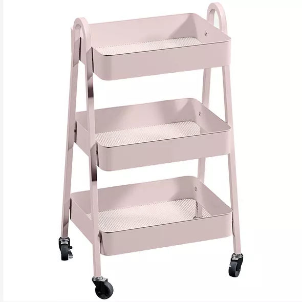 HOMCOM Three-Tier Storage Trolley - Pink - 1