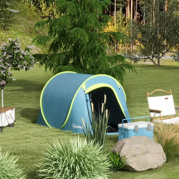 Outsunny Two-Man Pop-Up Dome Tent, with Accessories - Blue - 2