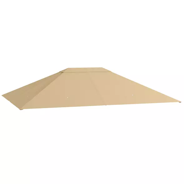 Outsunny 3 x 4m Gazebo Canopy Replacement Cover, Gazebo Roof Replacement (TOP COVER ONLY), Khaki - 1